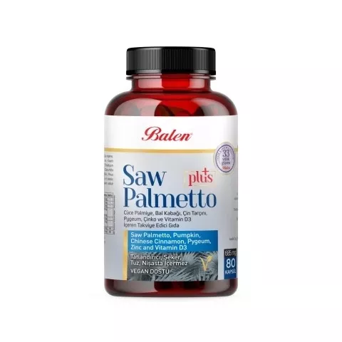 SAW PALMETTO PLUS CÜCE PALM.ÇİN.VİT D3 KAPSÜL 685 mg* 80 KAPSÜL 728,71 TL + %1