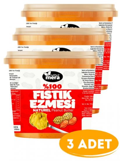 3 Adet naturmera Şeker İlavesiz Fıstık Ezmesi 1000g